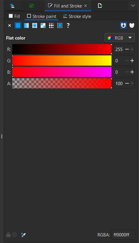 Laser stroke color settings